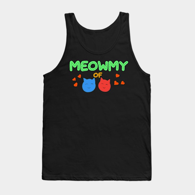 Meowmy of boy and girl Tank Top by Erena Samohai